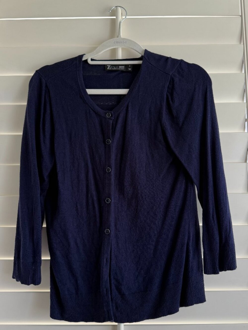 7th Avenue New York & Company Button-up Cardigan - Navy Blue